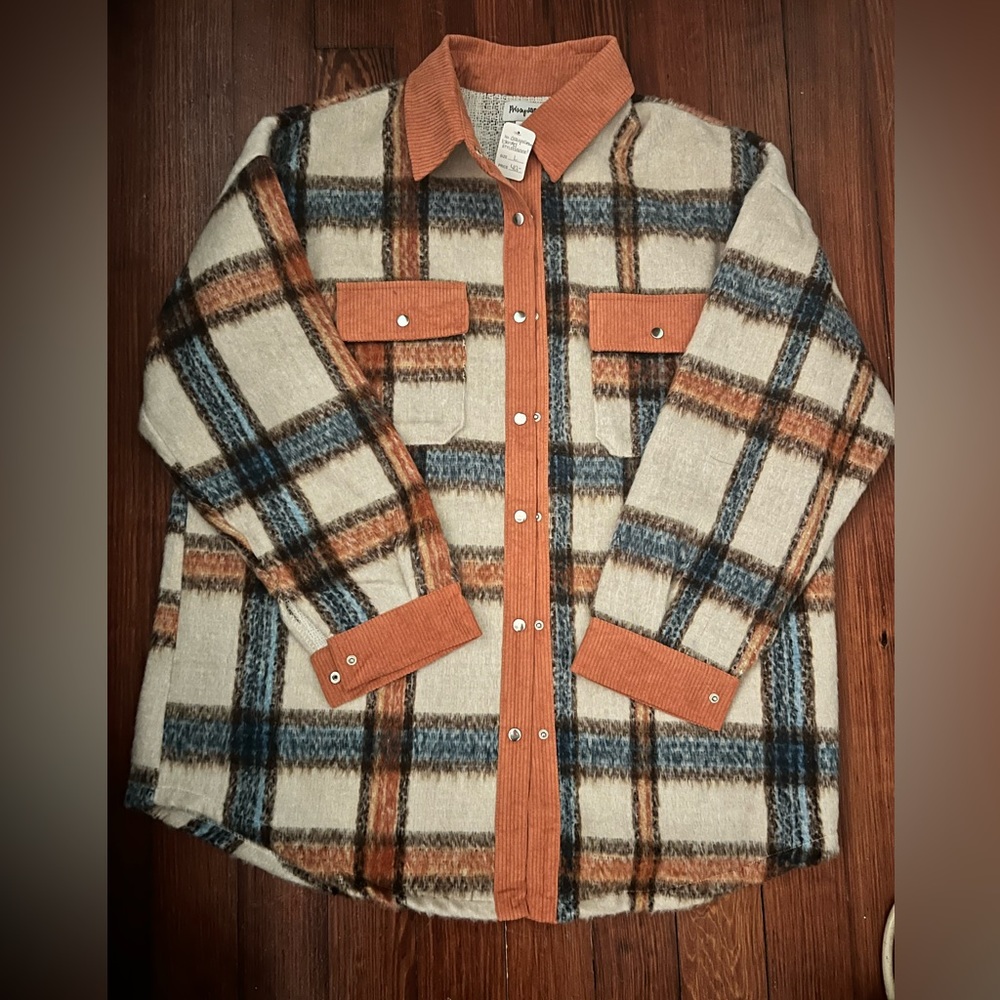 Fall Flannel Jacket trimmed in corduroy